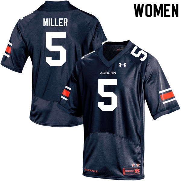 Auburn Tigers Women's Dreshun Miller #5 Navy Under Armour Stitched College 2021 NCAA Authentic Football Jersey OZW1074AN